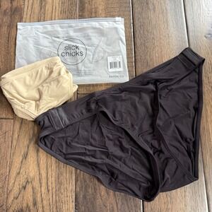 Slick Chicks New Adaptive Side Fastening Bikini Underwear Black Beige  L 2 Pack